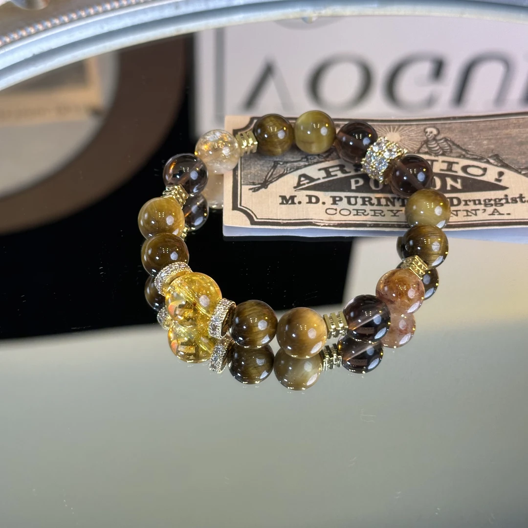 【金霸大综合】天然水晶手串茶晶黄塔晶虎眼原创小众设计爆款送闺蜜