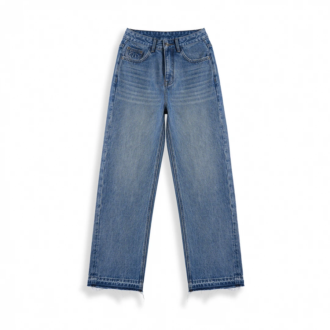 【新哥-运费补贴】香奶奶系列毛边设计加绒遮肉显瘦弹力直筒牛仔裤