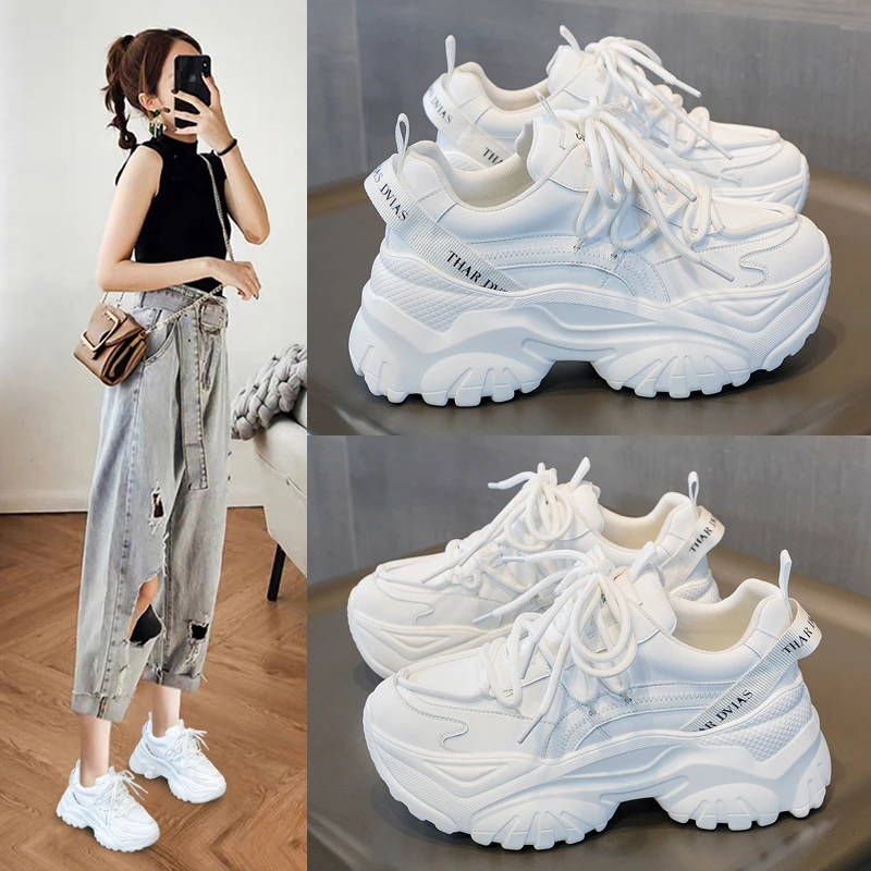 【清仓】白色老爹鞋子女2023春季新款爆款厚底百搭休闲运动小白鞋
