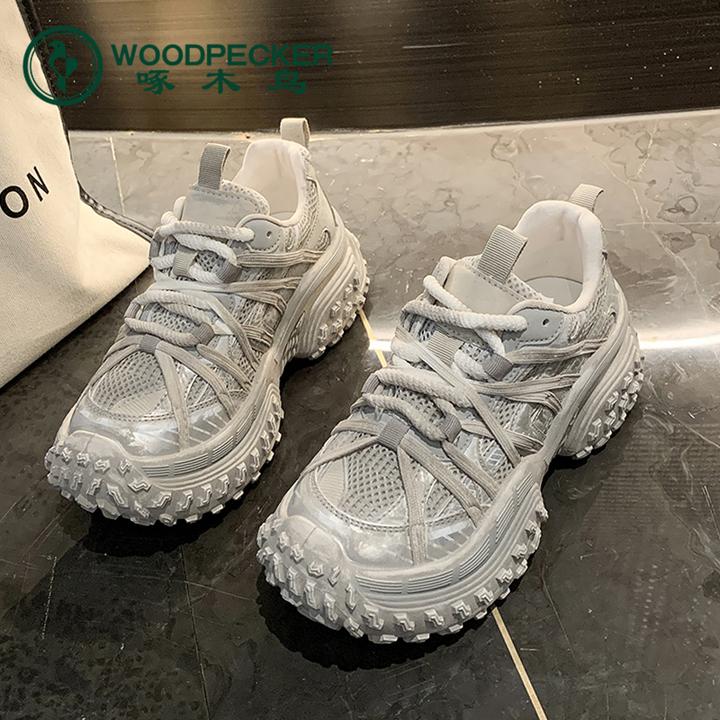 啄木鸟网红百搭厚底老爹鞋女ins春夏季网面透气时尚韩版运动鞋子