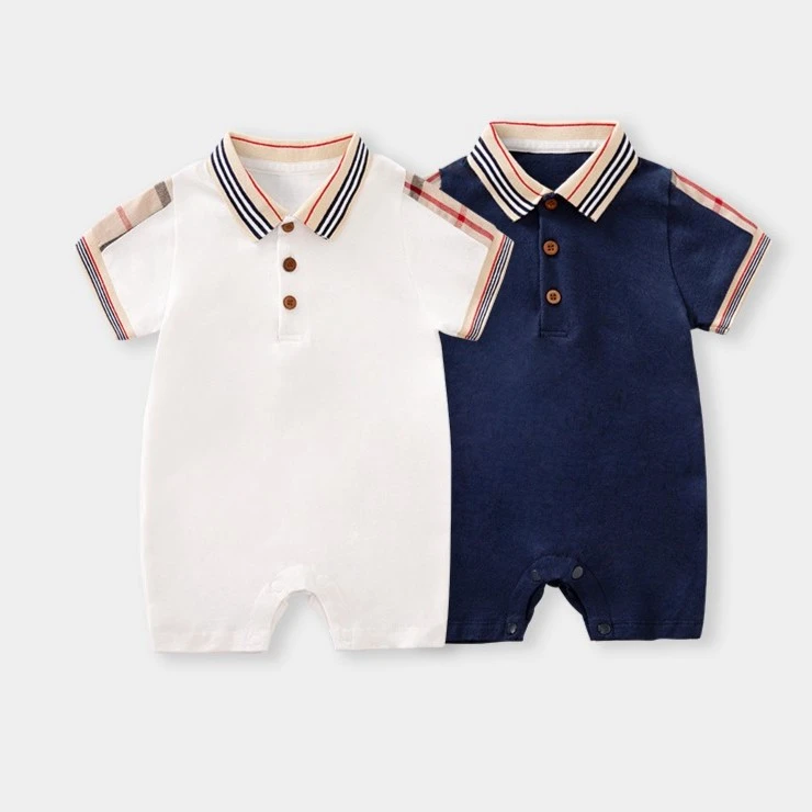 新生儿哈衣男可爱航海风夏季polo夏装爬服婴童
