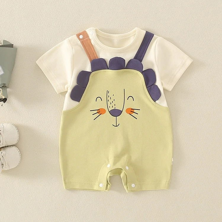 婴儿宝宝衣服夏款可爱小动物超萌薄款短袖连体衣