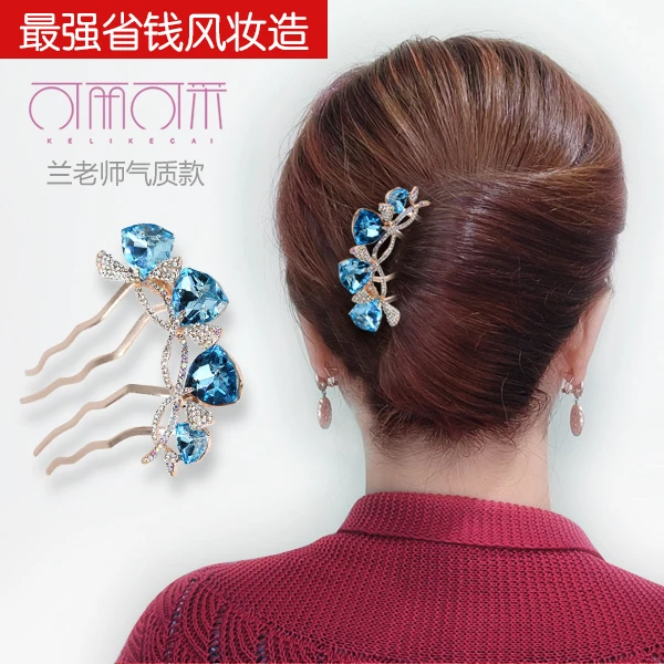 KELIKECAI/可丽可采韩版水钻蝴蝶结立体插梳发夹