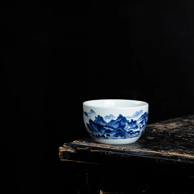 青花陶瓷主人杯千里江山品茗杯