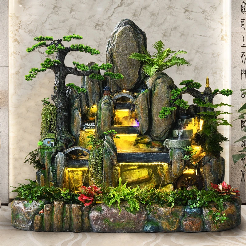 大型假山流水喷泉大型摆件客厅办公室室内家用开业乔迁礼品循环水