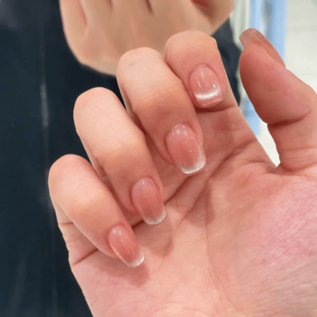 【蜜柚】裸粉色微笑猫眼短款夏日显白穿戴甲美甲清透百搭伪素颜款~