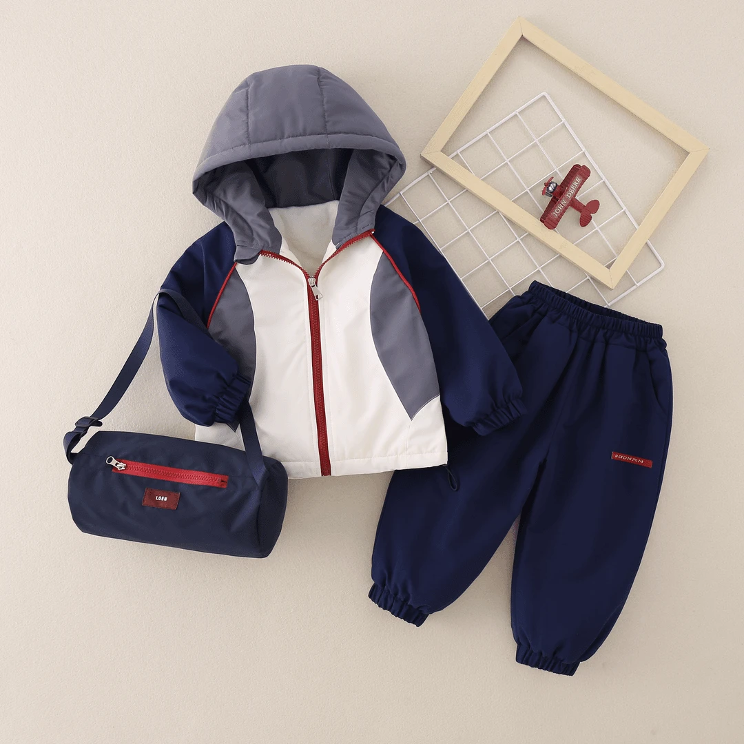 【现货加绒加棉款】ZBAO专属2024秋季新款时尚百搭拼色连帽冲锋衣