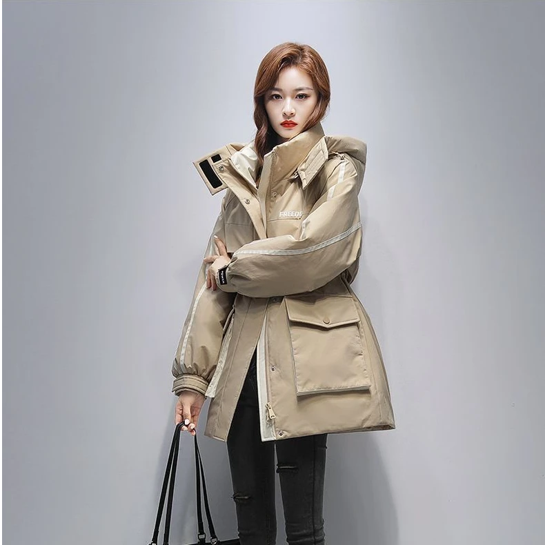 时尚气质派克羽绒棉服女中长款2025冬爆款韩版收腰显瘦棉衣女外套