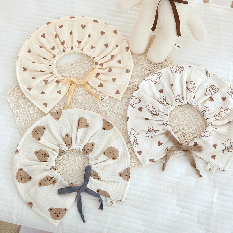 婴儿全棉围嘴a类口水巾宝宝新生儿六层吃饭围嘴卡通吸水全 棉围兜