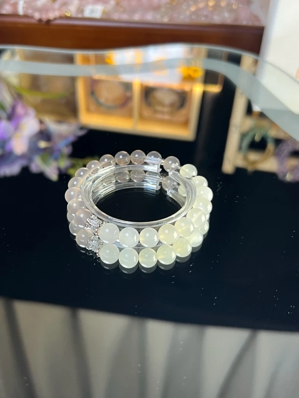 【白橘】白月光白玛瑙手串 气质轻奢 时尚简约 白色素圈 女款百搭