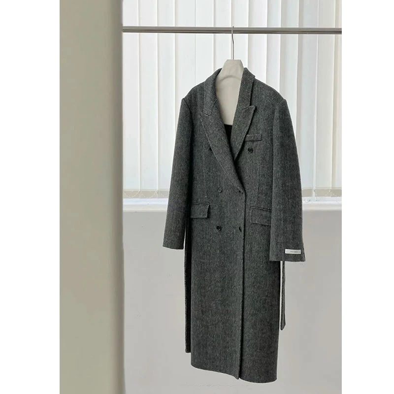 【时光线条】RUYI如意 双面100%澳洲羊毛 中长款正肩外套女