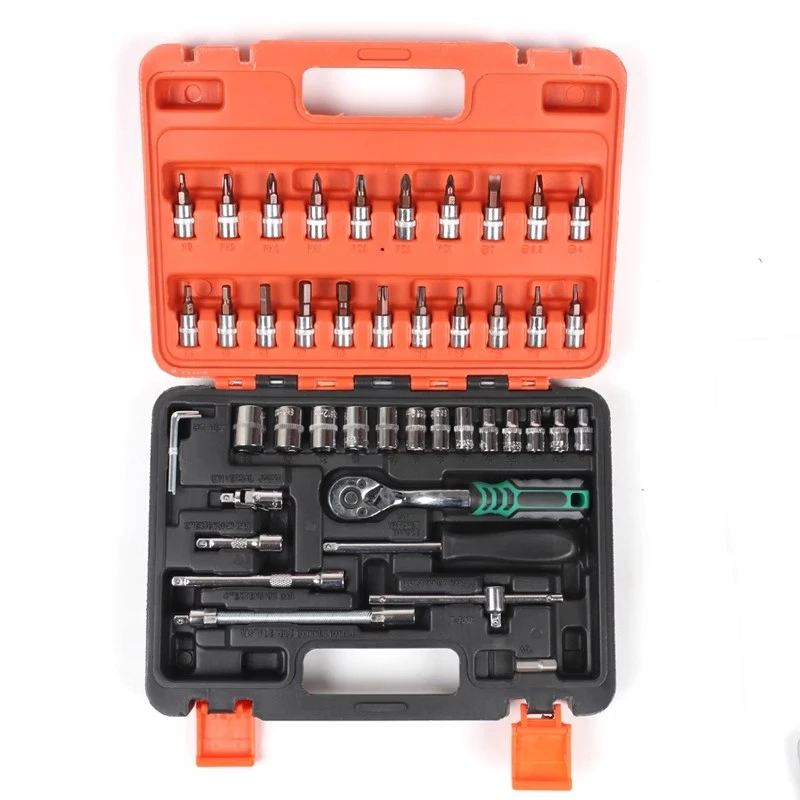 46件套装工具 1/4小飞工具套装 小棘轮工具套筒扳手汽修修车工具