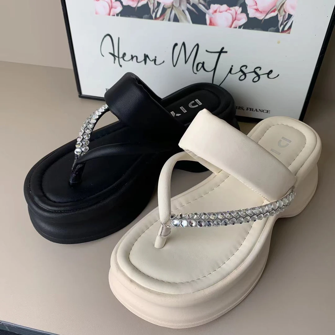 8115新款拖鞋女款百搭女士夏季黑色厚底防滑沙滩女款百搭女士夏季