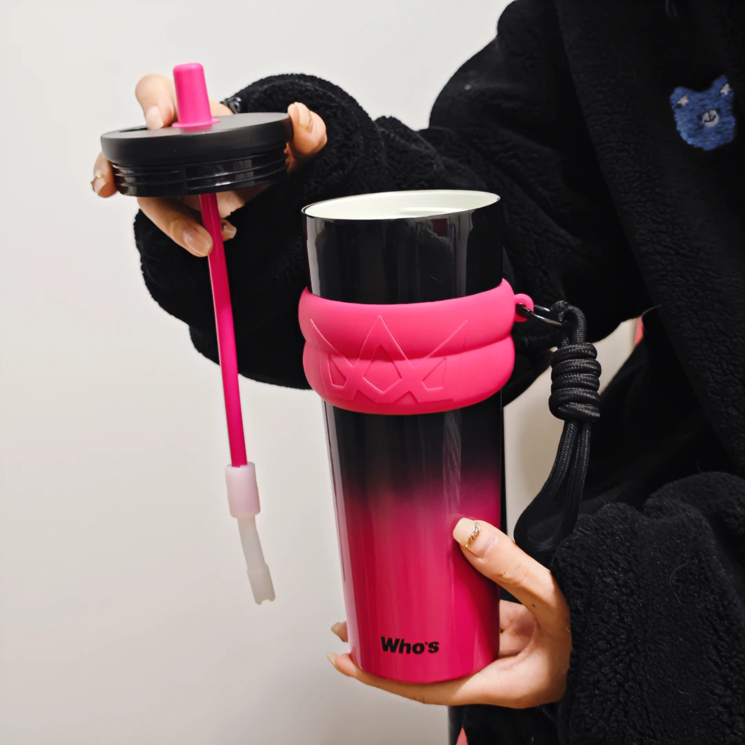 【陶瓷保温杯】吸管可爱女士学生防摔大容量隔热家用创意保温保冷杯