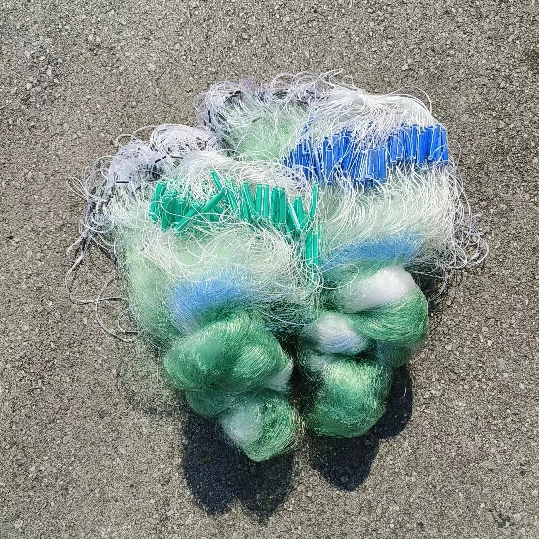 细丝软丝船牌网拉力好坚韧渔网粘网三层渔网丝绿丝加重沉网手工