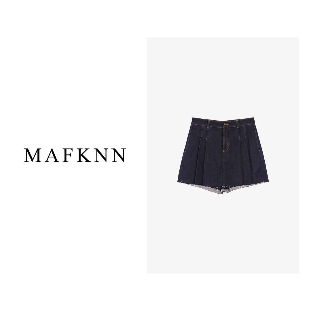 MAFKNN/玛肯时尚休闲百搭舒适纯色夏季女士牛仔短裤裙裤MK10094