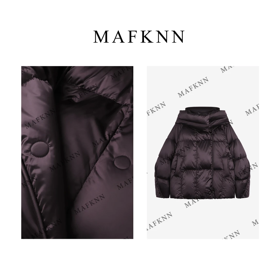 MAFKNN/玛肯时尚休闲简约纯色百搭秋冬保暖带帽羽绒服MK11379