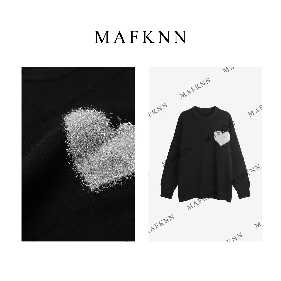 MAFKNN/玛肯【100绵羊毛】简约圆领舒适冬季爱心内搭毛衣MK11572