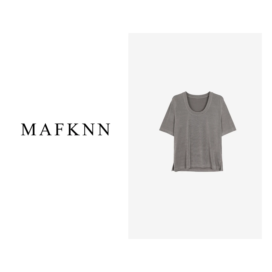 MAFKNN/玛肯时尚舒适休闲简约百搭圆领纯色T恤上衣MK10010