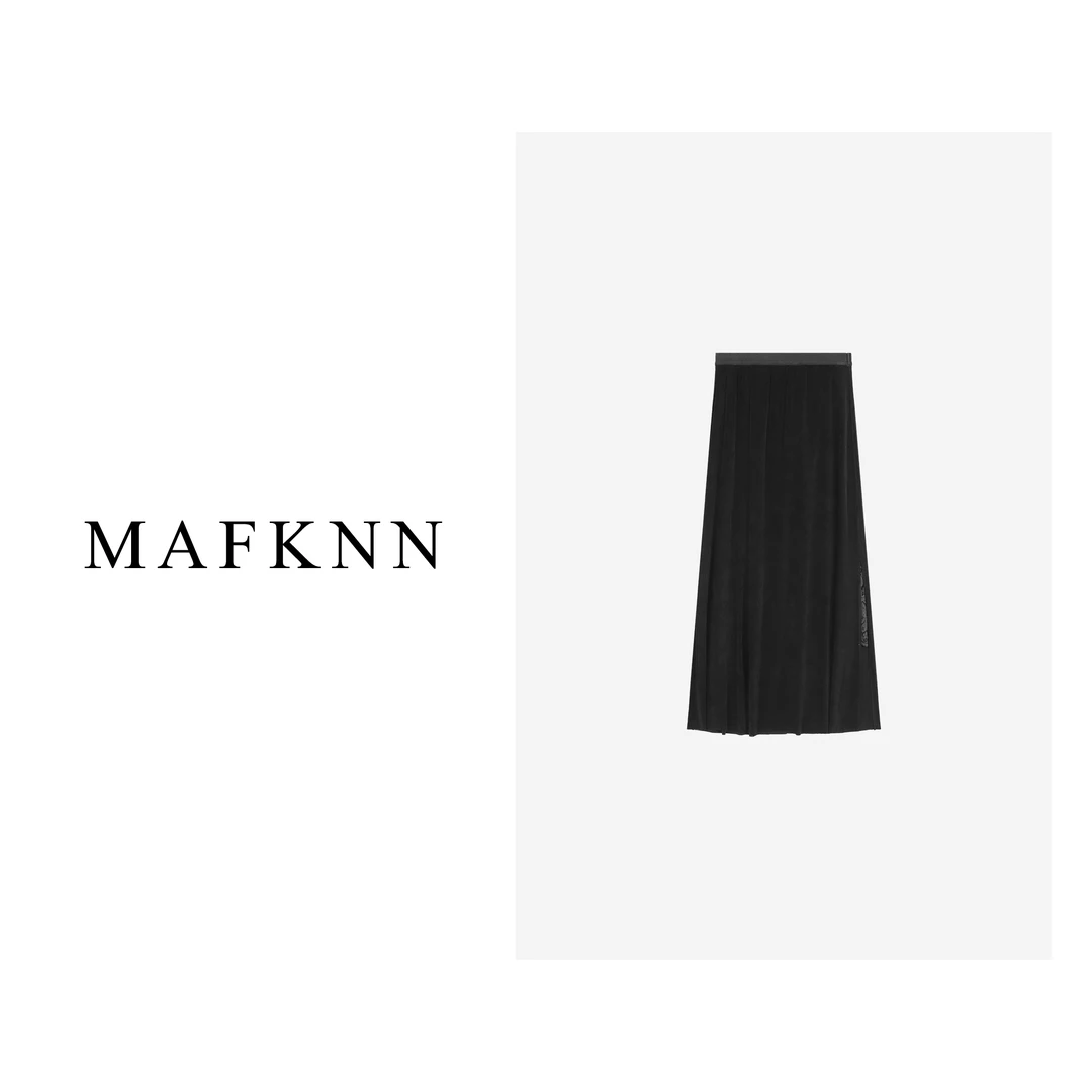 MAFKNN/玛肯时尚简约纯色松紧腰纯色女士半身裙MK10452