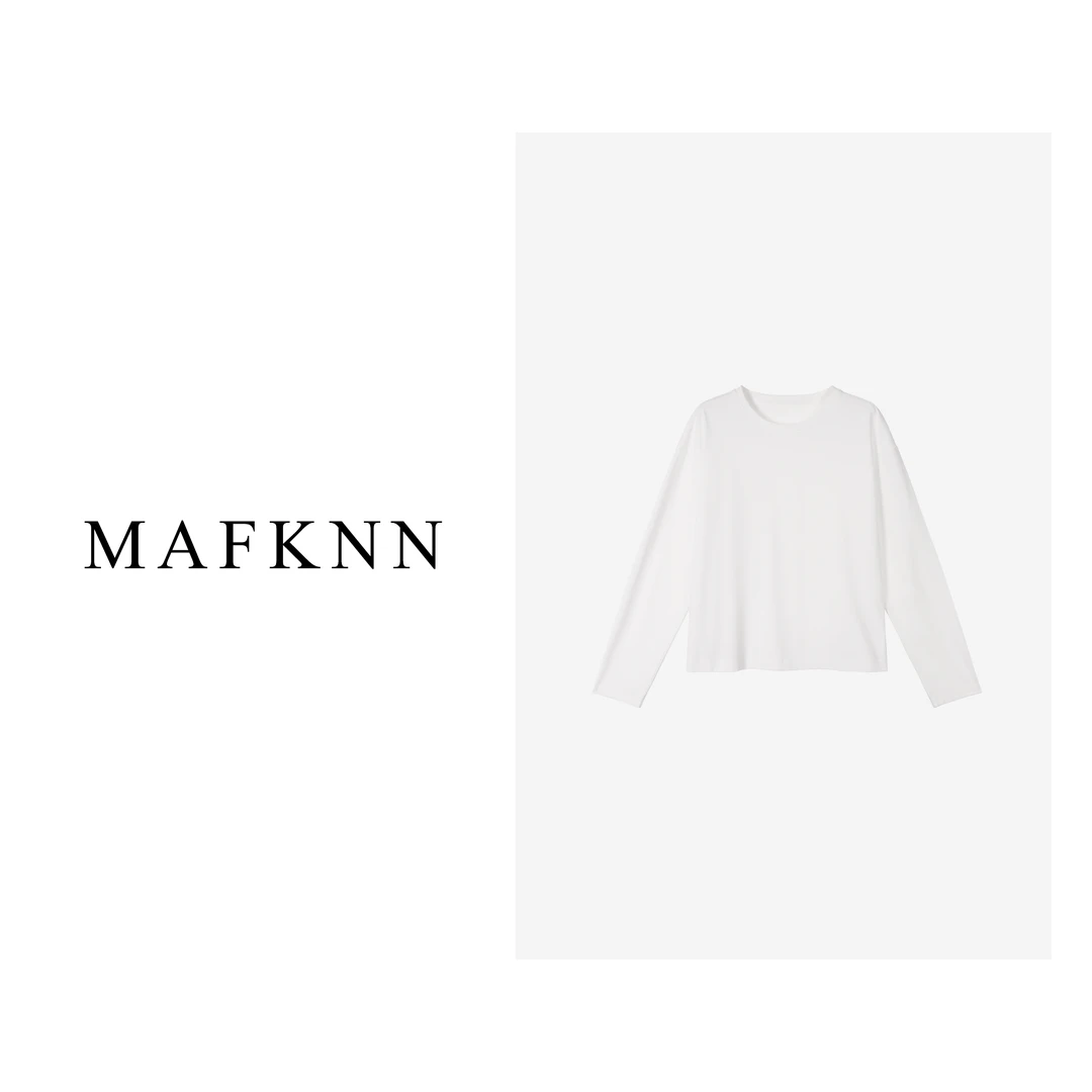 MAFKNN/玛肯时尚简约纯色百搭柔软舒适长袖T恤MK10671