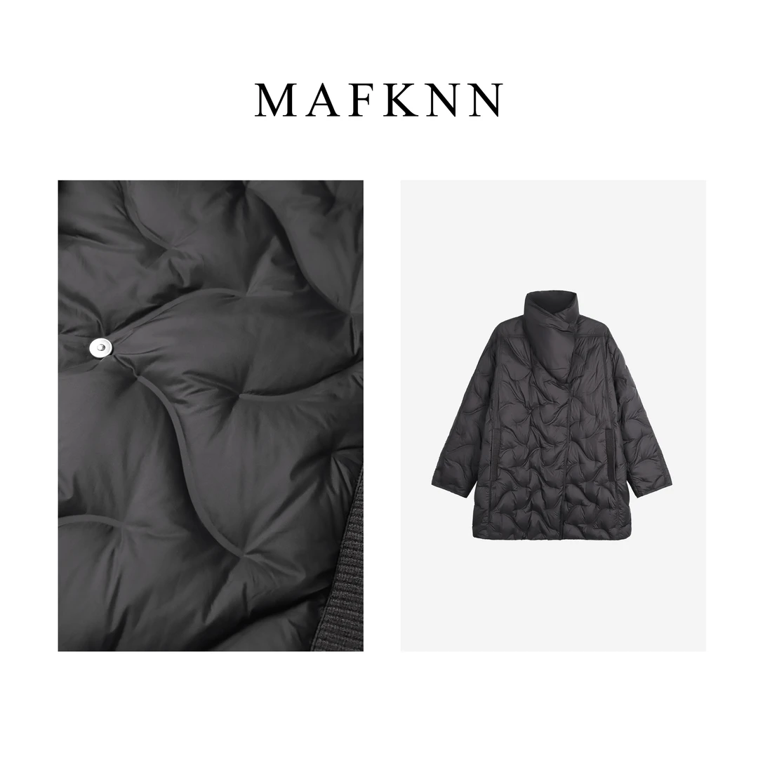 MAFKNN/玛肯时尚休闲简约纯色百搭秋冬保暖立领羽绒服MK11219