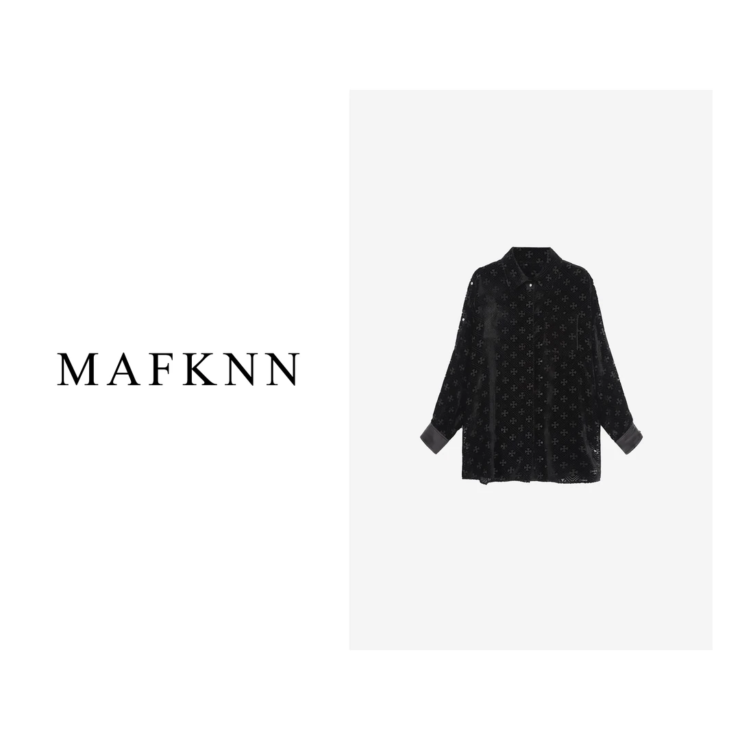 MAFKNN/玛肯时尚休闲简约纯色百搭长袖纽扣衬衫MK10785