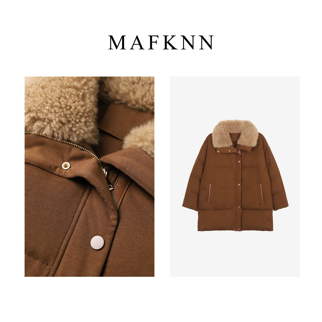 MAFKNN/玛肯时尚休闲简约纯色百搭冬季保暖白鹅绒羽绒服MK11019