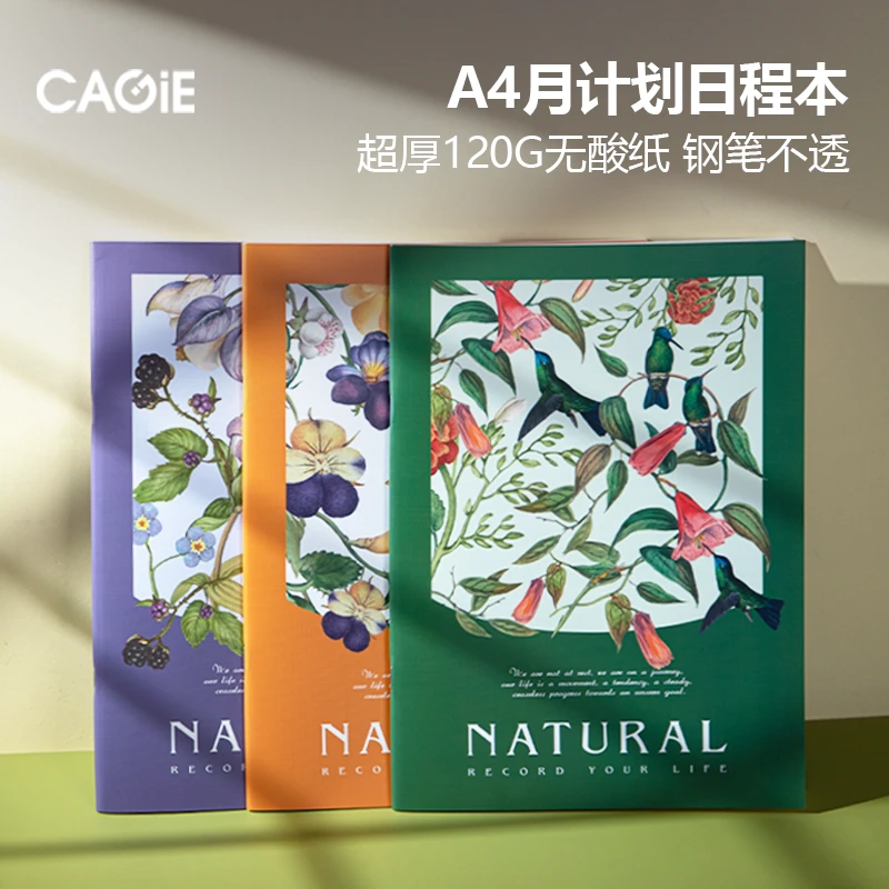 CAGIE/卡杰2025年A4月计划记事本打卡本时间效率手册高颜值定制