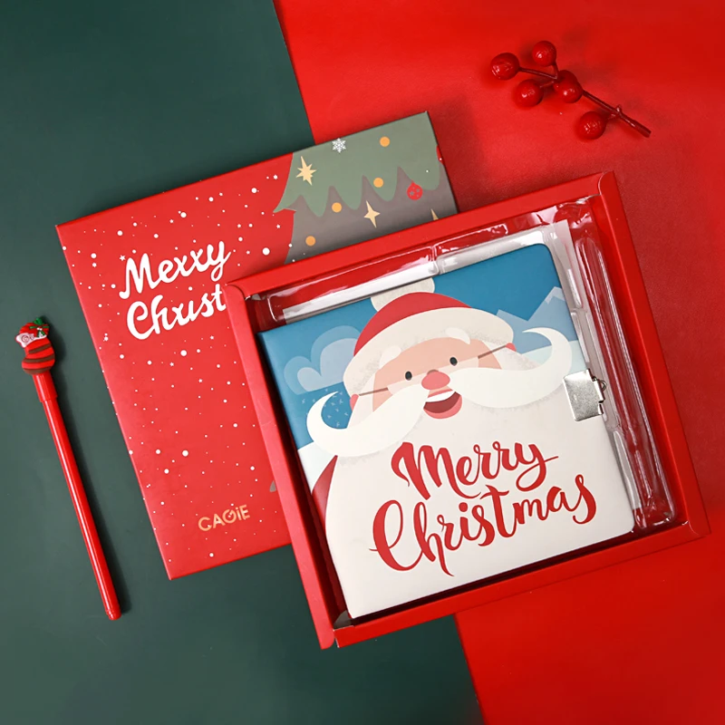 CAGIE/卡杰密码本带锁圣诞记事本少女心超厚密码锁日记本送礼套装