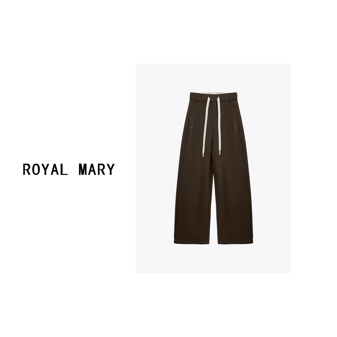 ROYAL MARY保暖显瘦高腰抽绳香蕉裤羊毛混纺休闲裤弯刀裤PHT2409