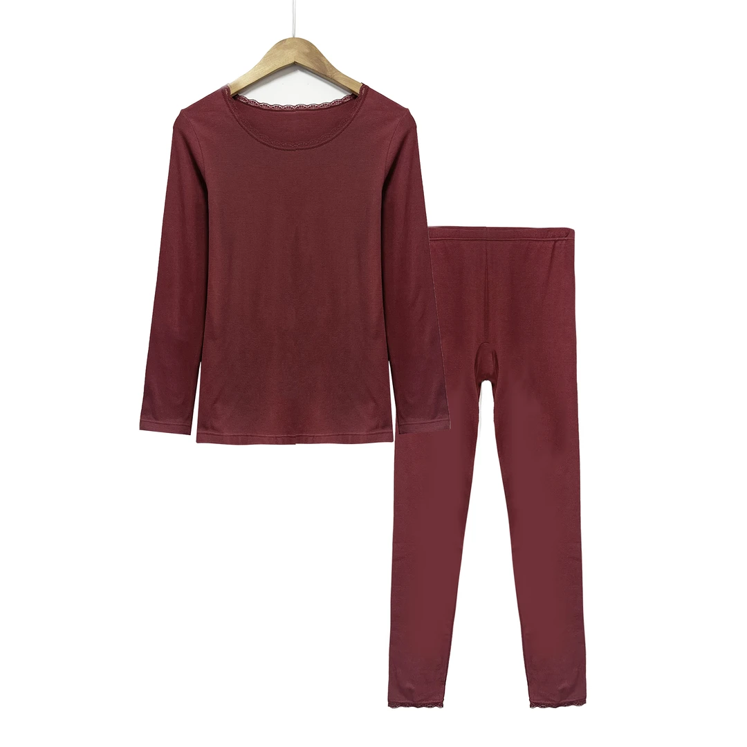 2024新款！女士秋冬季花边领保暖套装E320