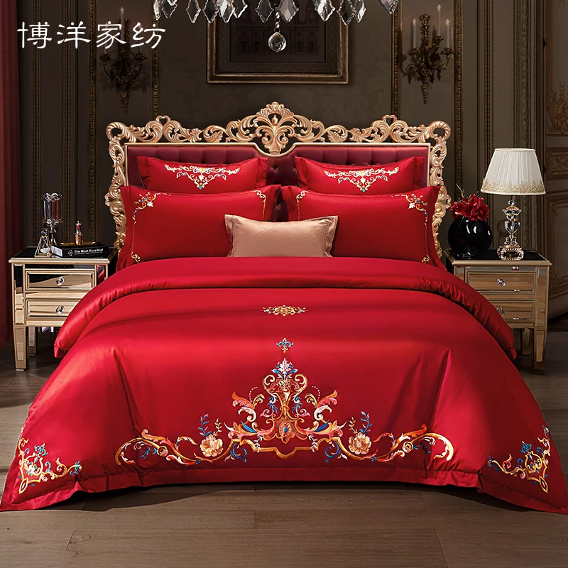 BEYOND/博洋家纺60支结婚床上用品四件套婚庆四件套喜被欧式贡缎