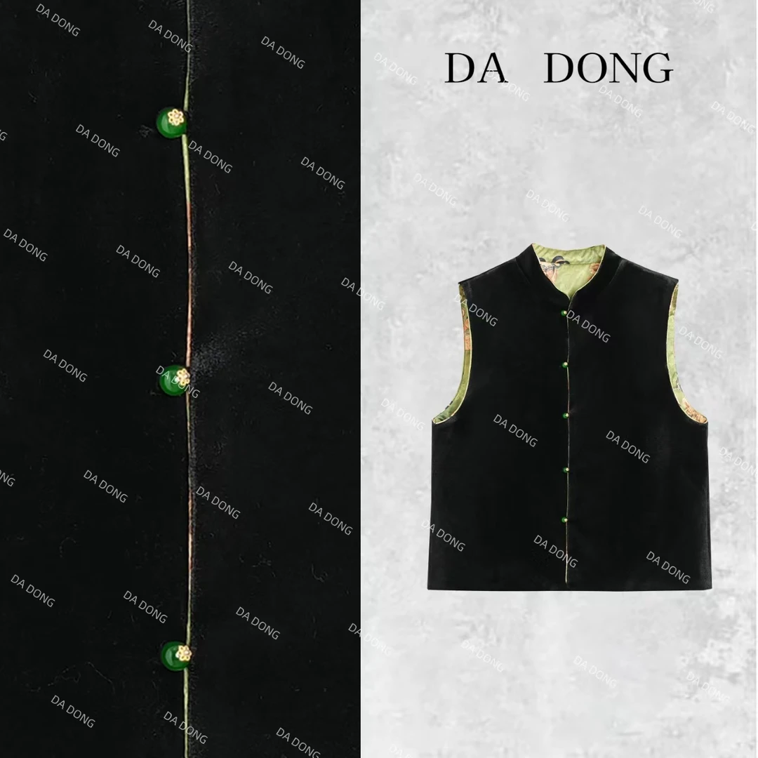 唐宫盛宴--新中式国风时尚休闲黑色百搭双面宽松轻奢高定加棉马甲