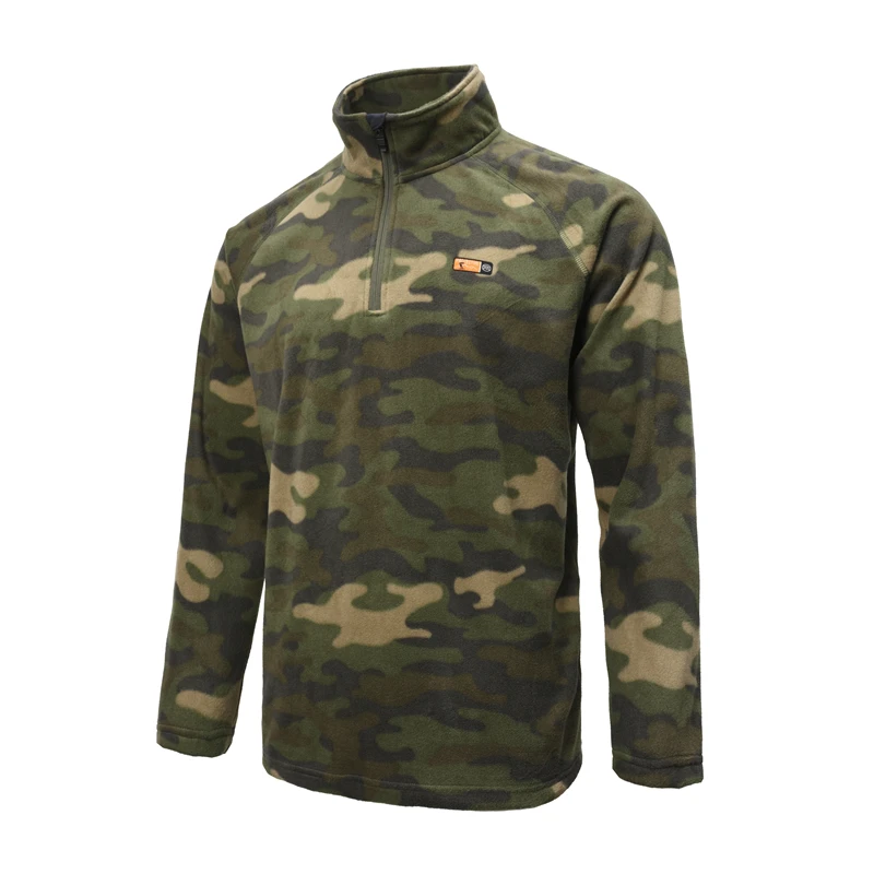 男士秋冬季户外运动迷彩长袖抓绒衣半拉链摇粒绒保暖上衣男款