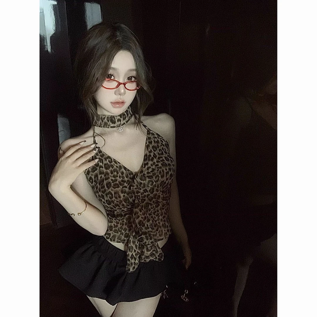 Y2K辣妹吊带夏天豹纹