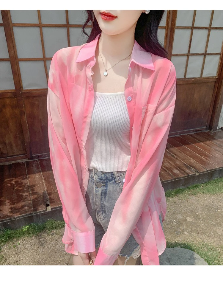 夏季雪纺衬衫女士2024新款防晒衣小个子爆款时尚洋气长袖上衣外套