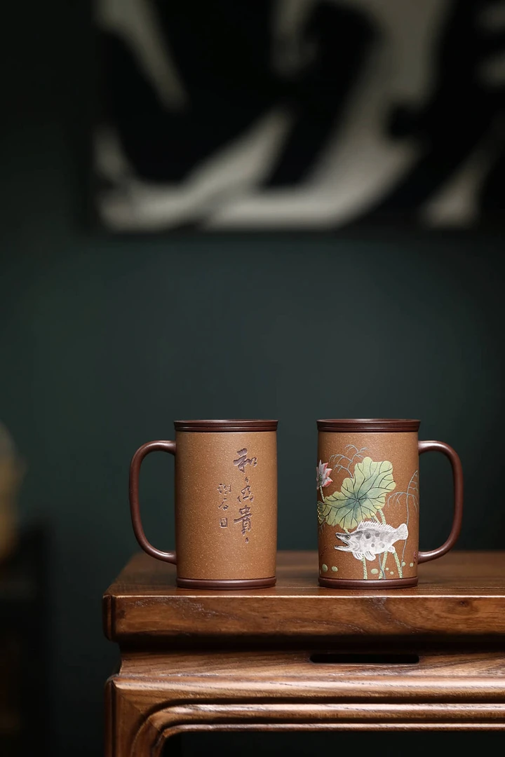 宜兴紫砂高档陶瓷合欢情侣杯容量200cc泡茶杯茶水杯茶具家用刻字