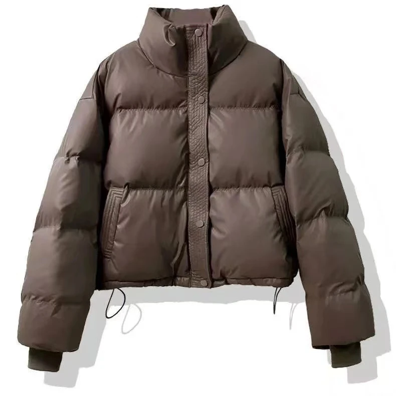 免洗耐脏棉服女短款2024新款时尚冬季加厚立领整张棉小个子女外套