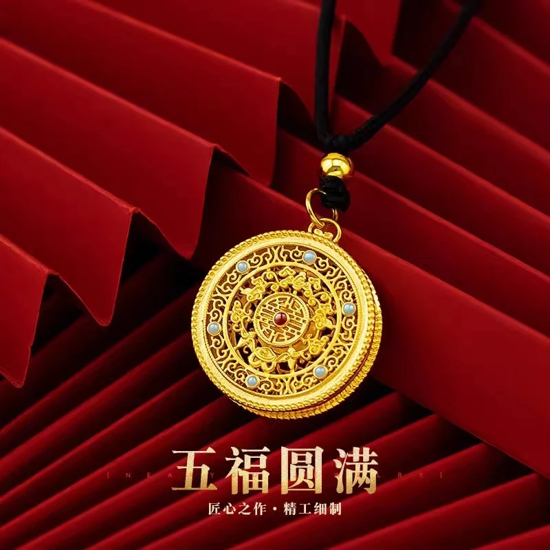 五福圆满吊坠 时尚双面金色精美挂坠6669