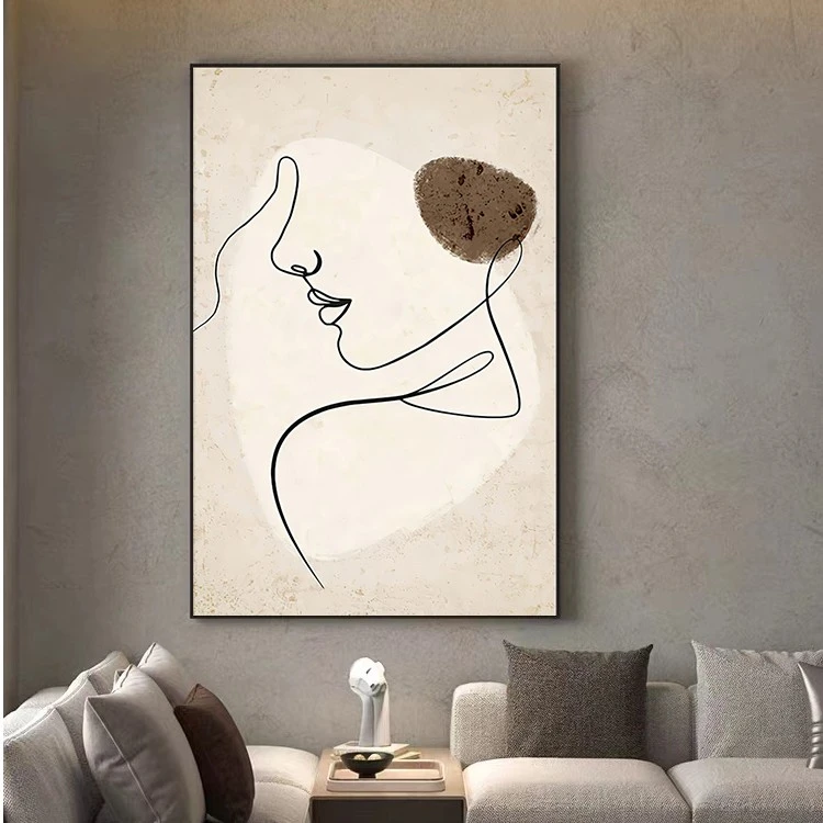 现代轻奢客厅质感现代极简抽象人物微喷装饰画背景墙艺术竖版挂画