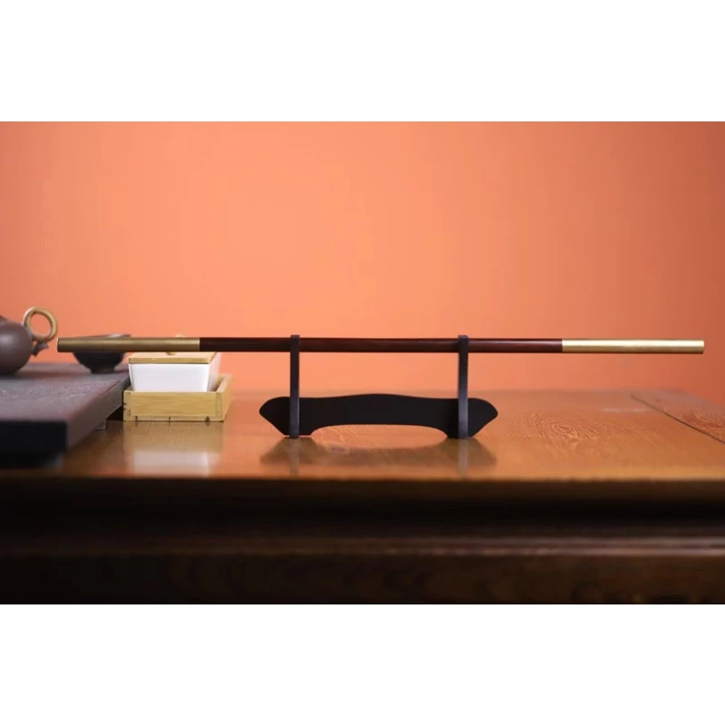 印度小叶紫檀金箍棒横财摆件实心红木文玩纯铜配件高端家居工艺品