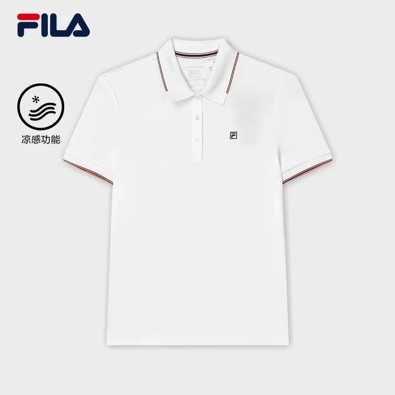 FILA斐乐凉感短袖POLO衫女简约夏季新款透气商务休闲针织翻领T恤