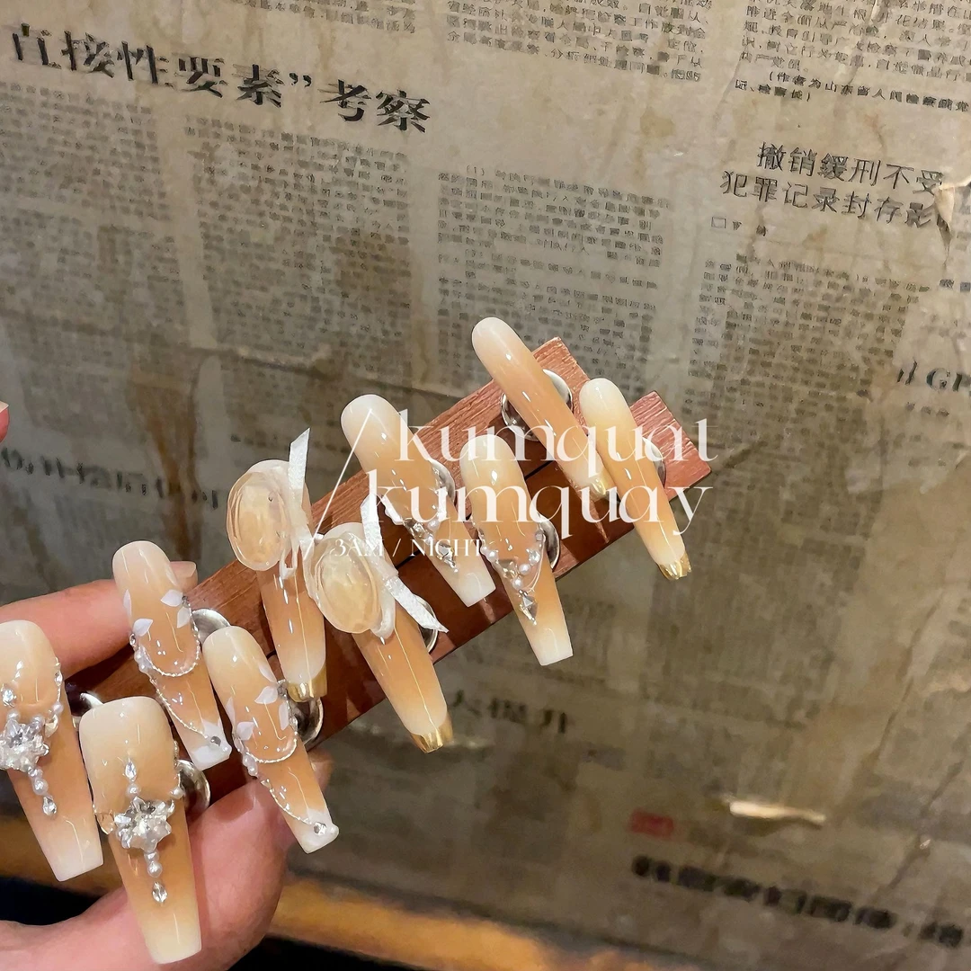 —Nail「PY 冬至/手绘 /纯欲温柔暖色显白高级纯手工穿戴甲 可拆卸