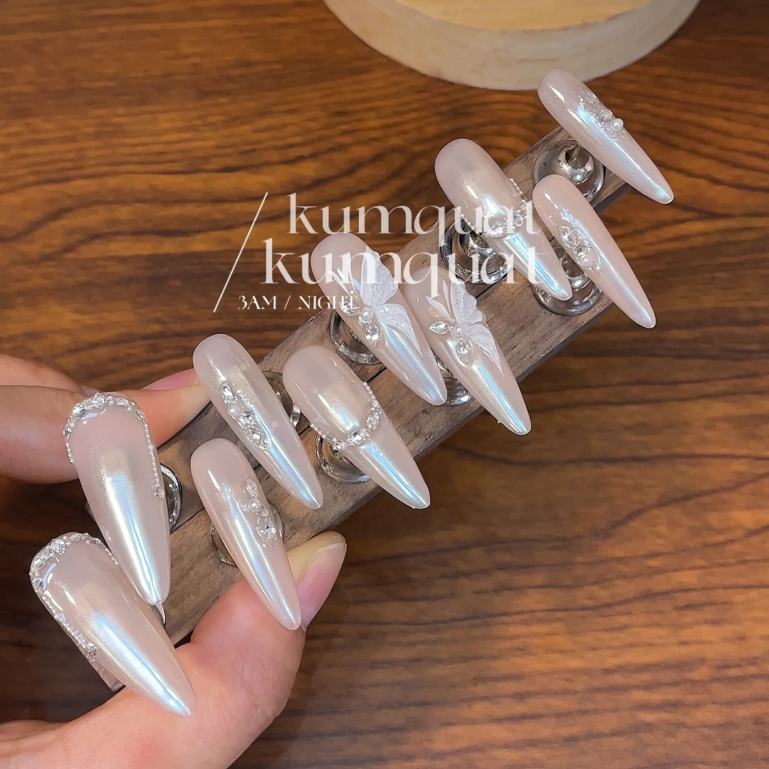 —Nail「极光啵啵  温柔暖色显白高级纯手工穿戴甲 可拆卸