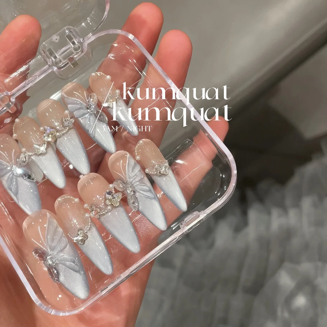 —Nail「人鱼微梦」/猫眼蝴蝶/纯手工穿戴甲 可拆卸