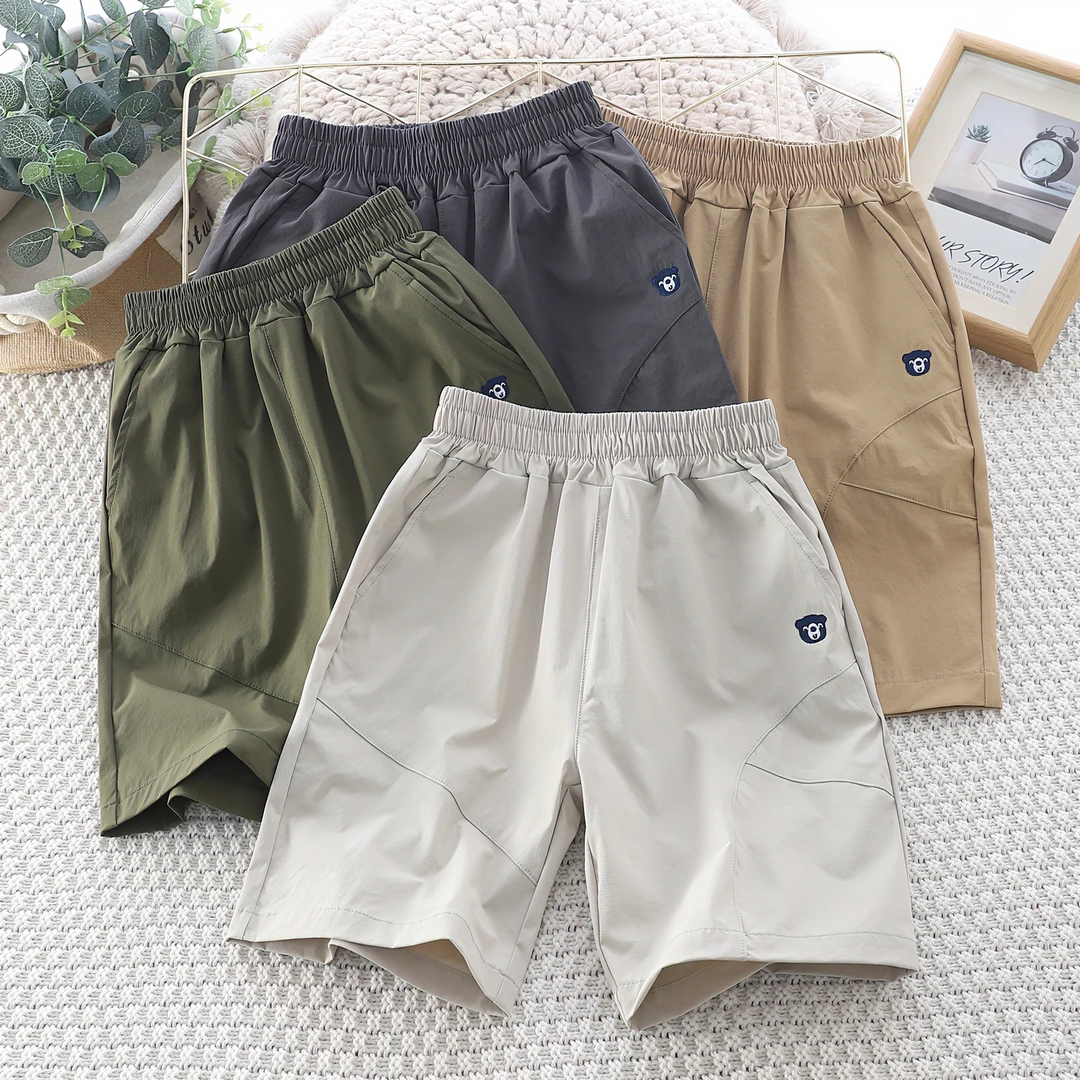 儿童A类夏季休闲短裤宽松纯色百搭舒适中大童速干潮流薄款外穿