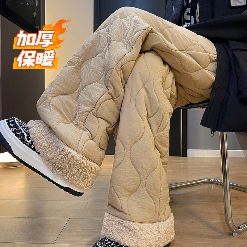 葫芦纹菱格棉裤男款冬季夹棉加厚卫裤宽松直筒东北防寒保暖休闲裤