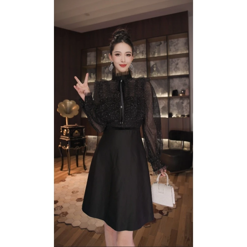 七爷定制 国内设计师品牌 时尚显瘦法式性感气质名媛连衣裙5353