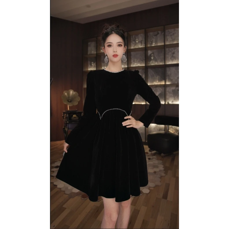 七爷定制 国内设计师品牌 时尚显瘦法式性感气质名媛连衣裙9989